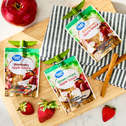 Great Value Fruit Variety Pack Applesauce, 3.2 oz, 24 Pouches