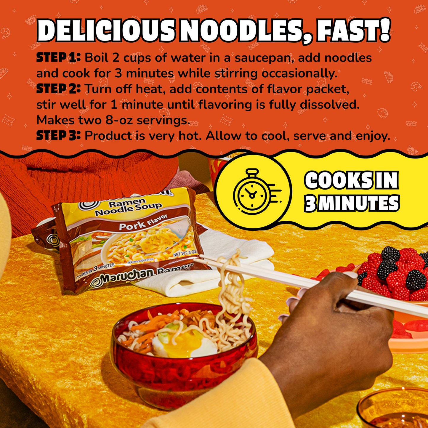 Maruchan Ramen Noodle Soup, Pork Flavor Instant Noodles, 3 oz