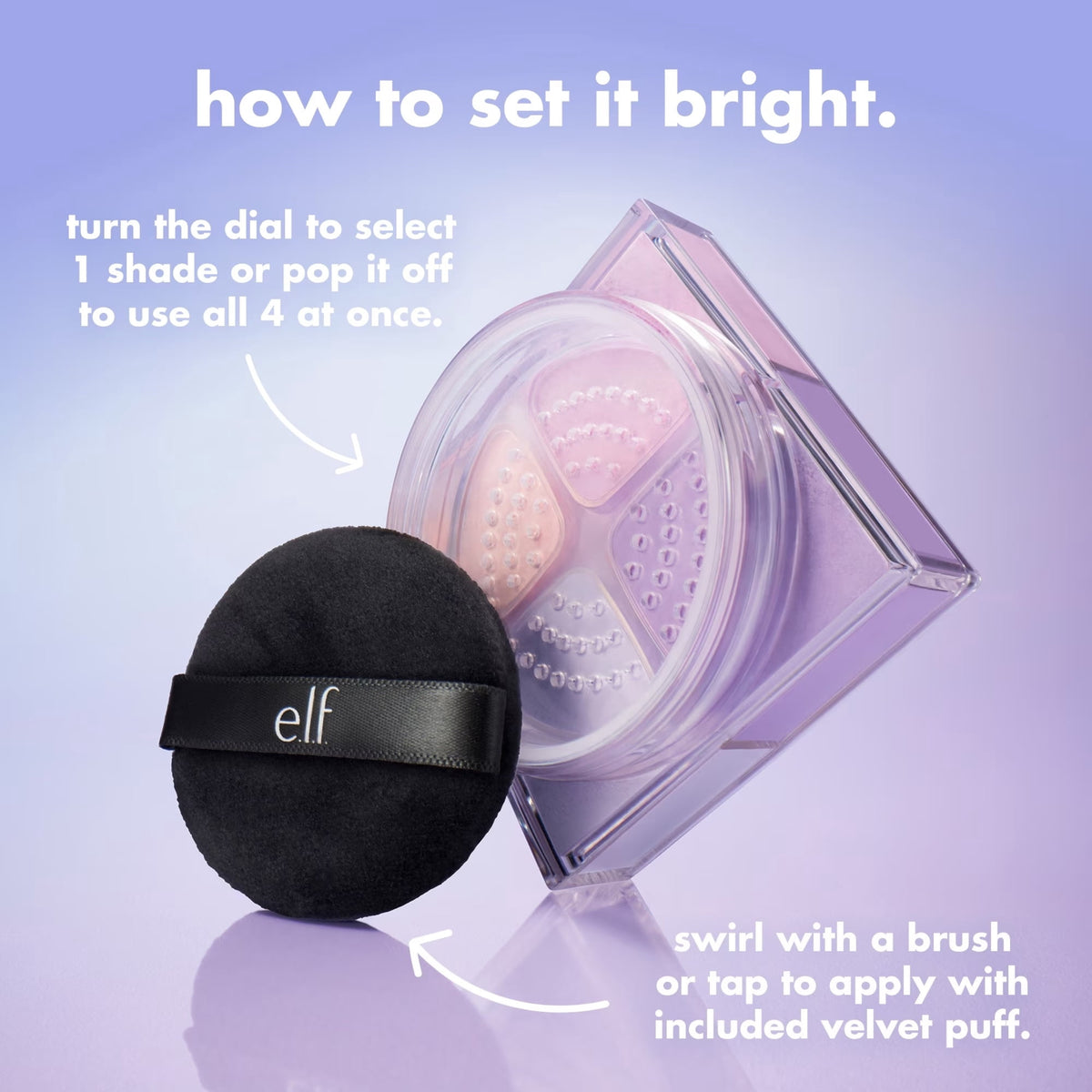 e.l.f. Set It Bright Correcting & Brightening Setting Powder Quad, Light, 0.37 oz