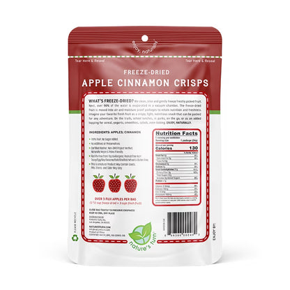 Nature’s Turn Freeze-Dried Apple Cinnamon Crisps, No Added Sugar, Healthy Natural Fruit Crisp Snack for School Lunches, 6 Pack (0.53 oz Each)
