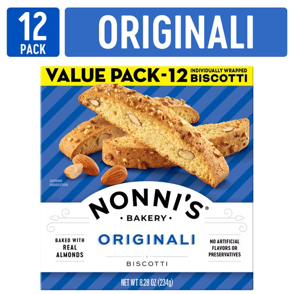 Nonni's Bakery, Originali Almond Biscotti, Individually Wrapped, 8.28oz, 12ct Value Pack