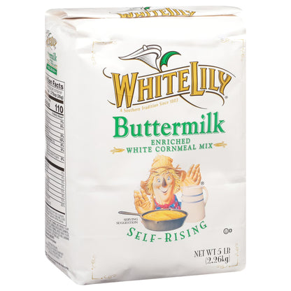 (2 pack) White Lily Self-Rising Buttermilk White Cornmeal Mix, 5 lb Bag