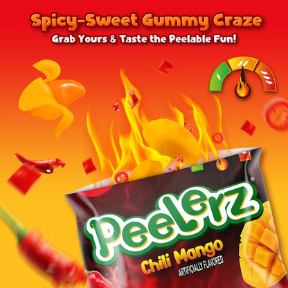 Amos Peelerz Chili Mango Gummy Candy, Mexican Candy Spicy Peelable Candy Bulk, 8.47 oz (1 Pack)