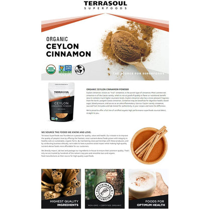 Terrasoul Superfoods Organic Ceylon Cinnamon Powder, 1 Lb