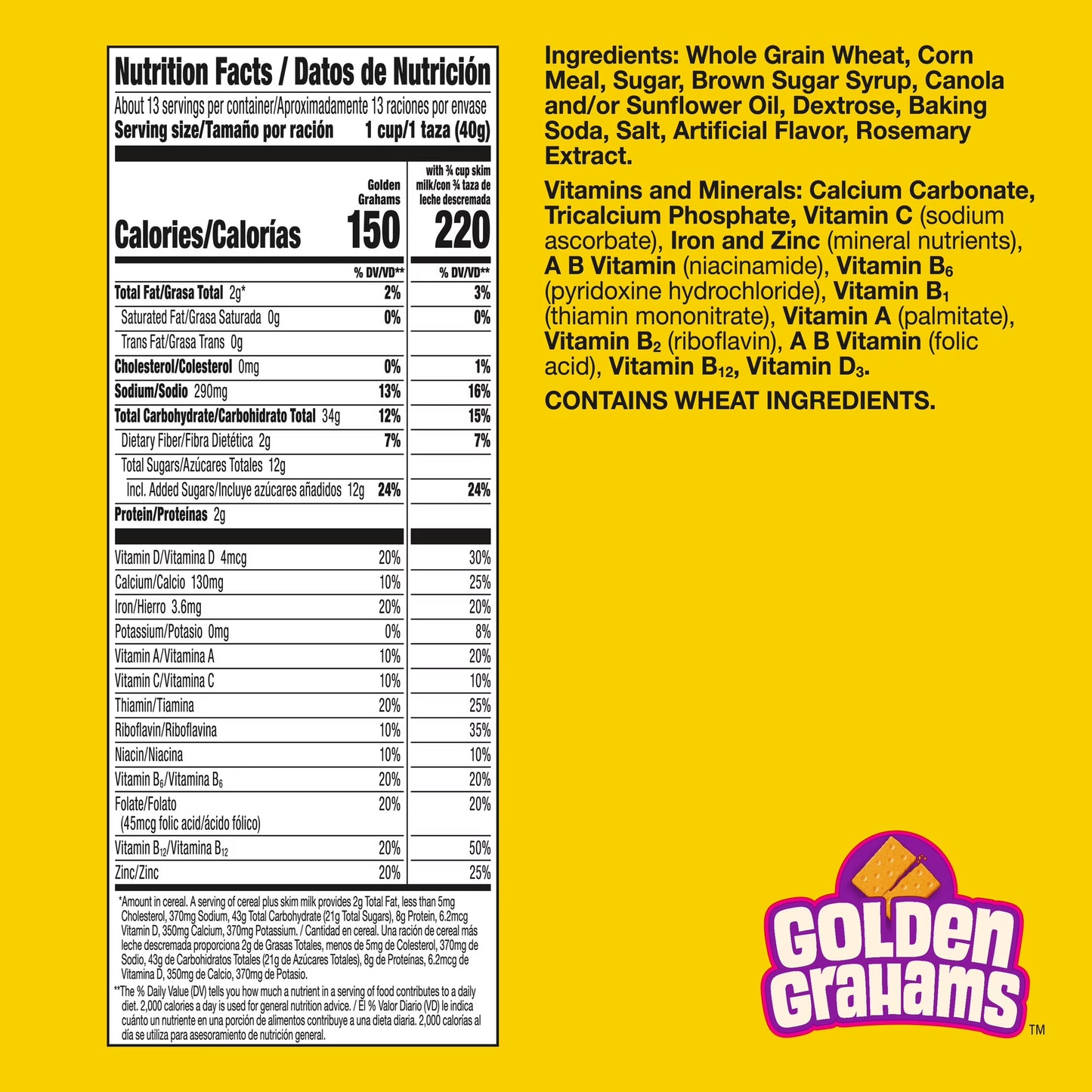 Golden Grahams Breakfast Cereal, Graham Cracker Taste, Family Size, 18.9 oz