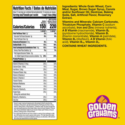 Golden Grahams Breakfast Cereal, Graham Cracker Taste, Family Size, 18.9 oz
