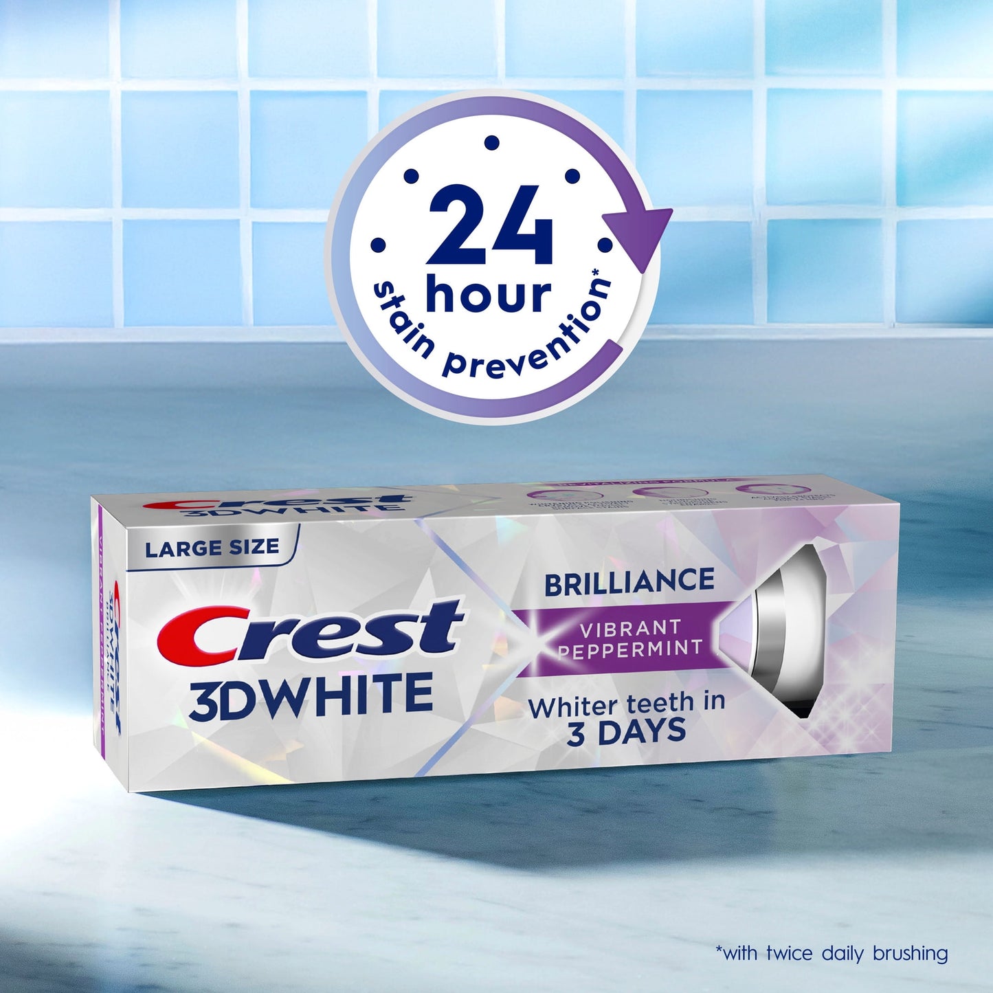 Crest 3D White Brilliance Vibrant Peppermint Teeth Whitening Toothpaste, 4.6 oz, Pack of 3 Tubes