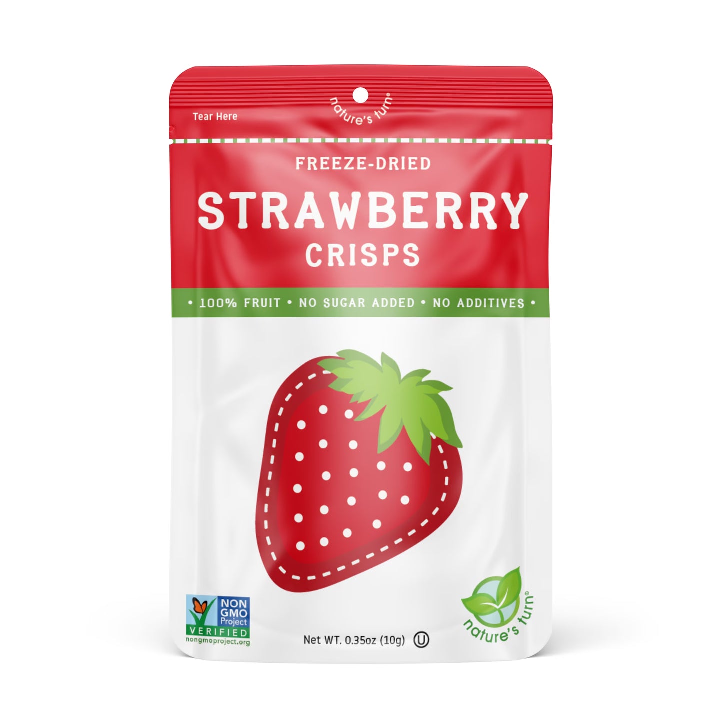 Nature’s Turn Freeze-Dried Strawberry Crisps, No Added Sugar, Healthy Natural Fruit Crisp Snack for School Lunches, 2 Pack (1.2 oz Each)