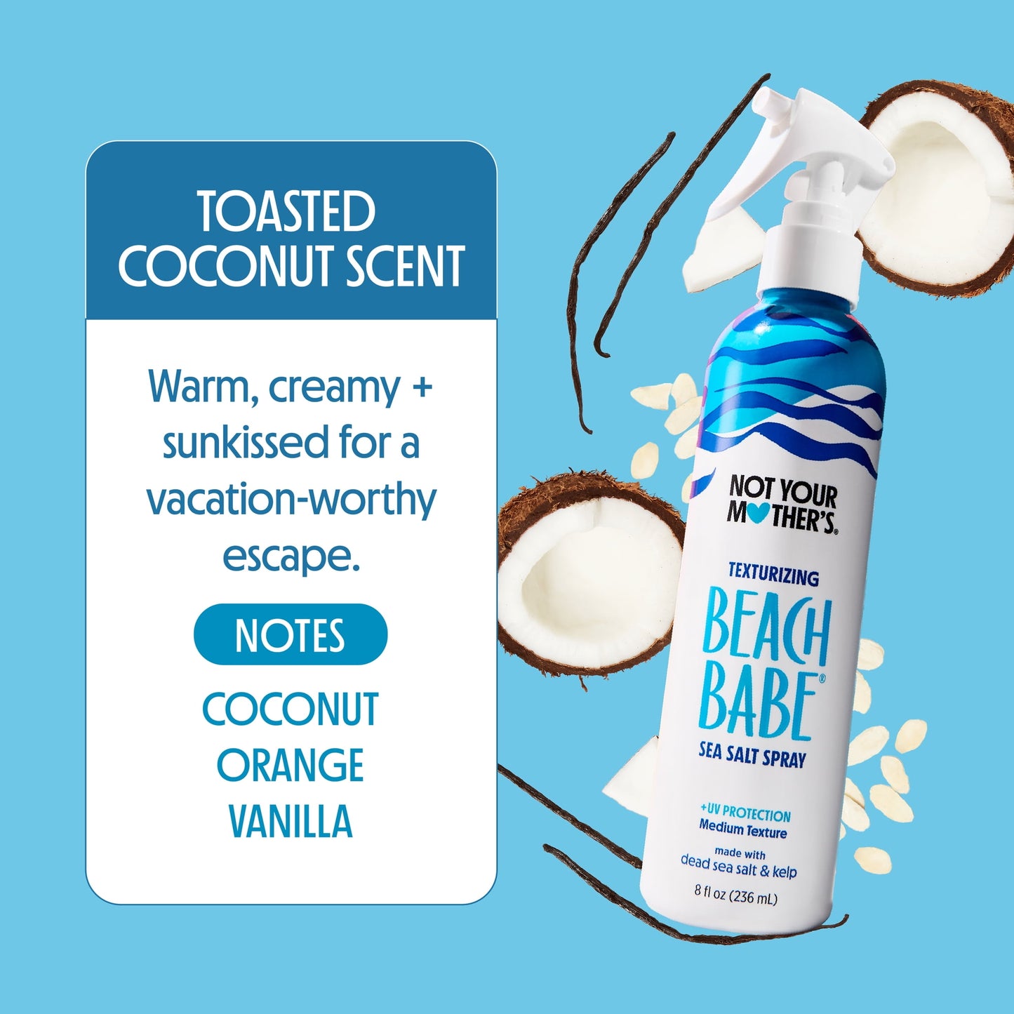 Not Your Mother's Beach Babe Texturizing Sea Salt Spray with UV Protection, Tropical Vanilla Coconut, 8 fl oz