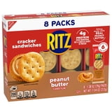(3 pack) RITZ Peanut Butter Sandwich Crackers, Lunch Snacks, 1.38 oz Snack Pack