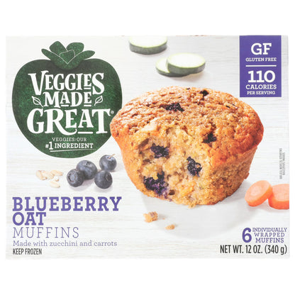 Veggies Made Great Blueberry Oat Muffin, 12oz, 6ct Box (Frozen)