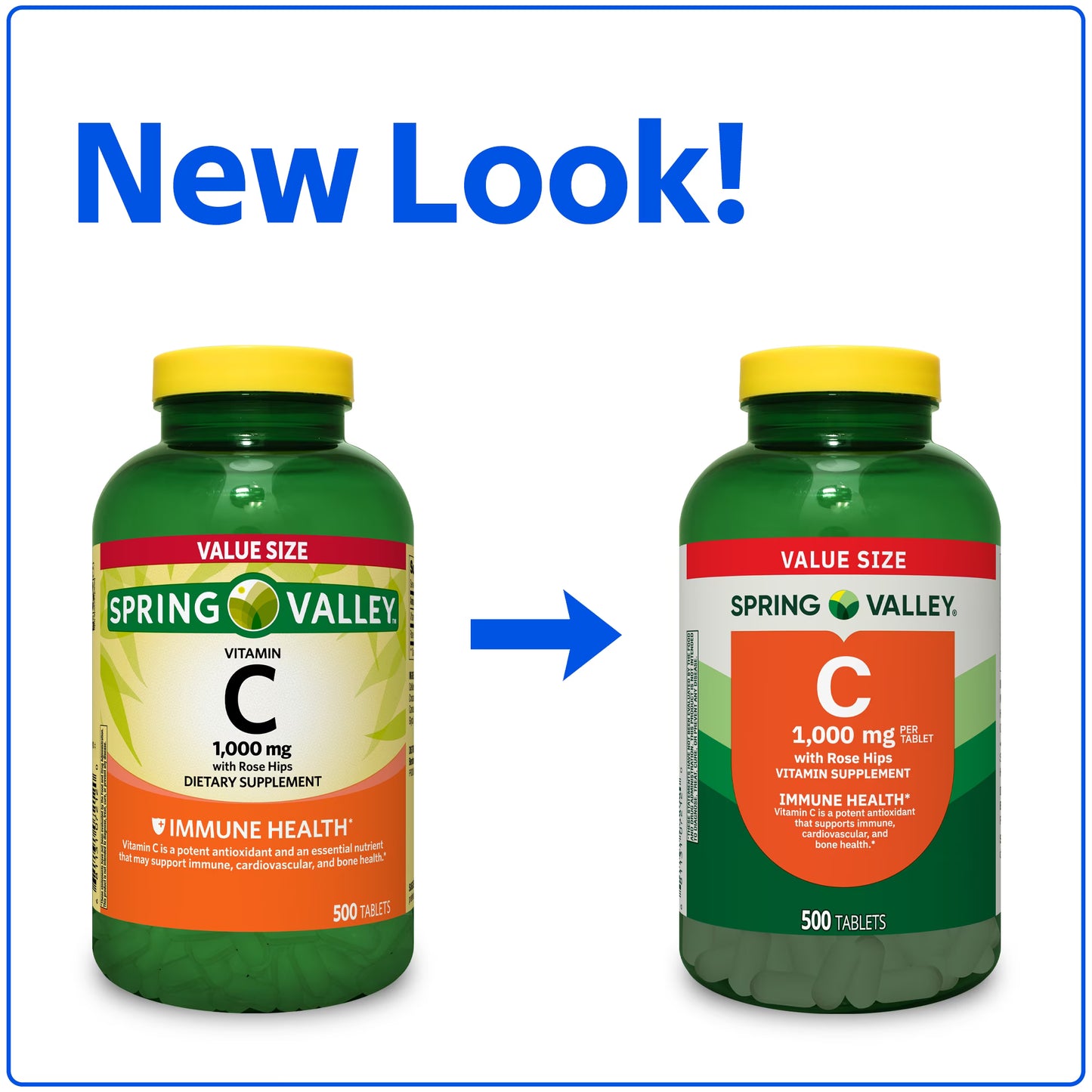 (2 pack) Spring Valley Vitamin C with Rose Hips, 1000 mg, 500 Count, Dietary Supplement Tablets