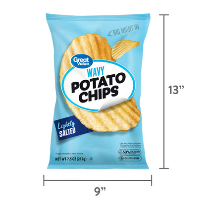Great Value Lightly Salted Wavy Potato Chips, 7.5 oz