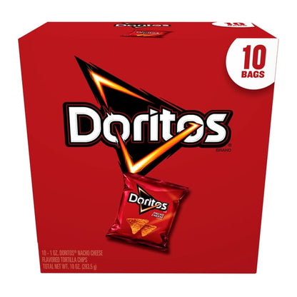 Doritos Nacho Cheese Flavored Tortilla Chips 1 oz, 10 Count
