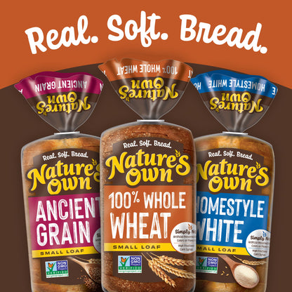 Nature's Own 100% Whole Wheat, Non-GMO Small Loaf Bread, Sandwich Bread, 12 oz Loaf