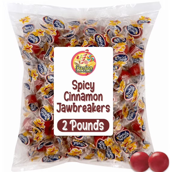 Spicy Cinnamon Jawbreakers – 2 Pounds, Tongue Torchers Fireballs, Individually Wrapped – Hot Atomic Fireballs Hard Candy, Fireball Treats Bulk, Cinnamon Fire Balls Jaw Breakers