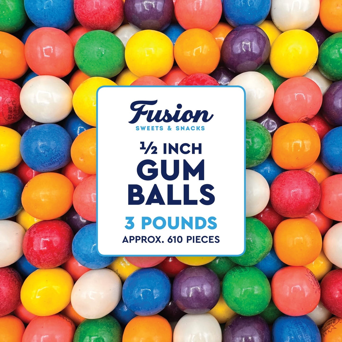 Gumballs 1/2 Inch - 3 Pound Bulk Bag - Gum Balls For Gumball Machine - Gumballs Bulk - Assorted Fruit Flavor - Bubble Gum