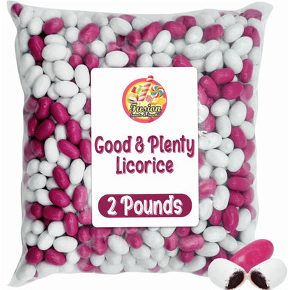 Good And Plenty Candy, 2 Pound Bulk Bag, Fat Free Treat, Pink & White Nostalgic Licorice Candy - Gumball Machine Refills, Licorice Flavored Candies